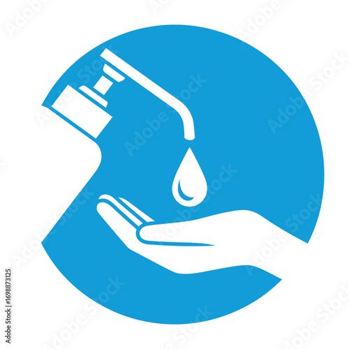 Hygiene icon showing hand sanitizer being dispensed onto an open palm