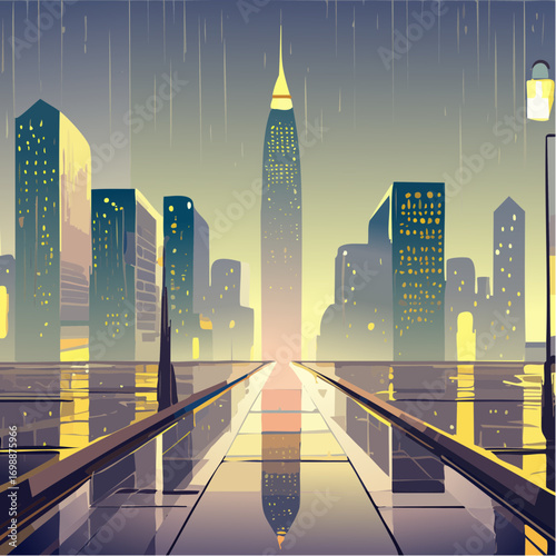 nocturnal urban labyrinth noir skyline illustration for thriller branding