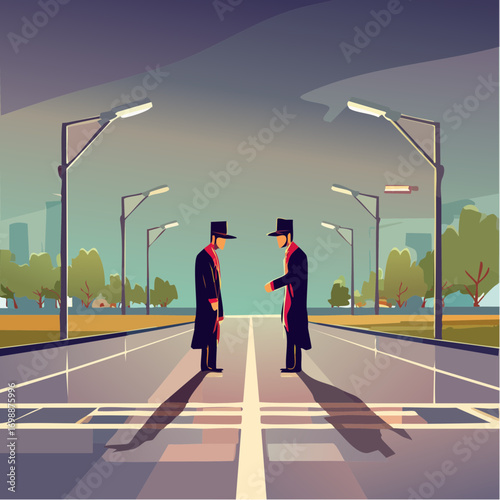 confrontation in dark parking lot noir scene for suspense branding