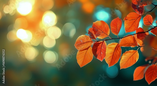Bright Orange Autumn Foliage Contrasting Against a Bokeh Filled Background