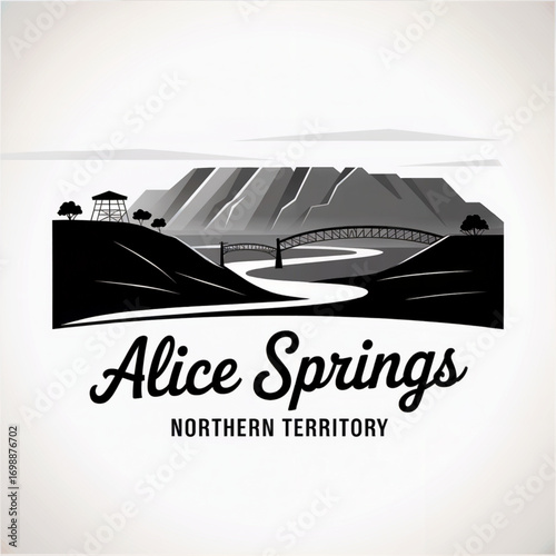 Alice Springs Skyline Silhouette — A Central Australia Outback City with Mountain Ranges Vector Illustration