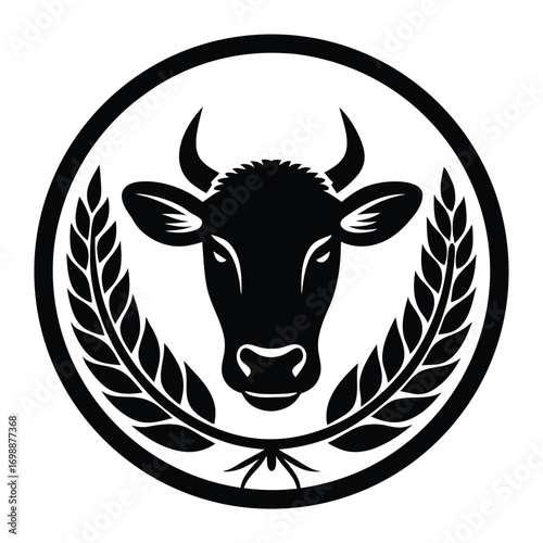 Farming Logo with Circular Cow Badge  