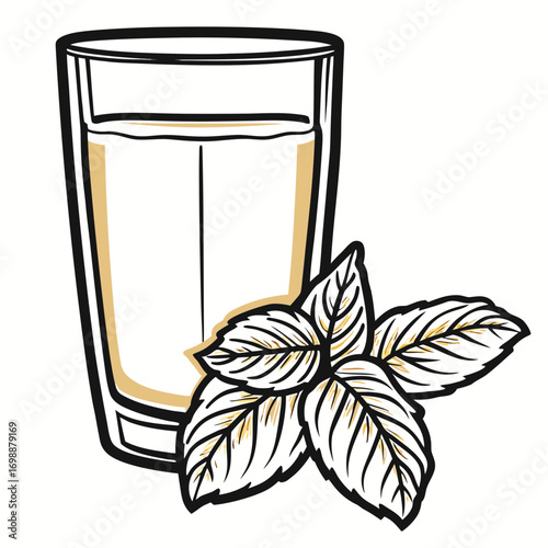 Refreshing lemonade drink with mint leaves in a glass  