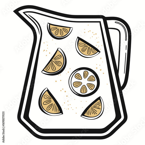 Pitcher of sangria with lemon slices and fruit concept of icon  