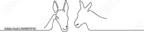 farm animals continuous one continuous line art, Vector illustration, One line art, Line art graphic style.
