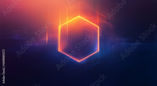 Bright Glowing Hexagon With Red, Purple, and Blue Background Creates a Light Show.