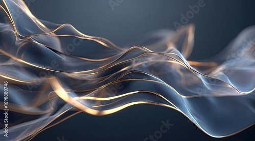 Abstract flowing fabric, dark blue and gold