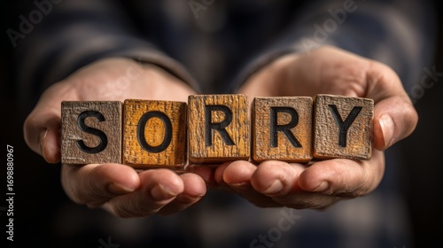 the word 'sorry' conveys remorse and empathy, seeking forgiveness and reconciliation in personal