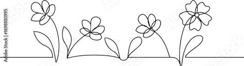 flower continuous one continuous line art, Vector illustration, One line art, Line art graphic style.