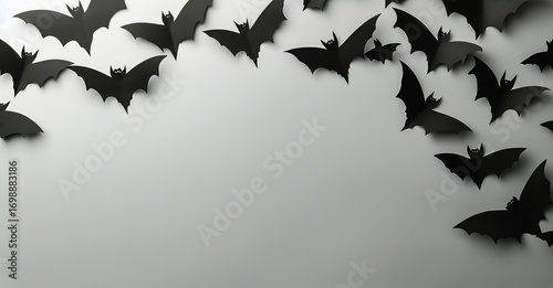 Bats Swarm Against a Gray Backdrop in Preparation for Halloween Night