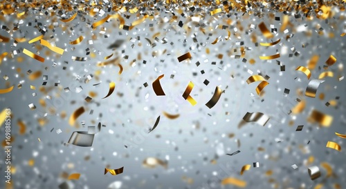 Celebration With Falling Silver and Gold Confetti in the Air During Day.