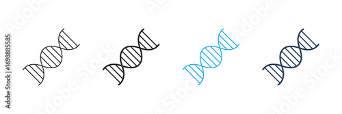 Dna Helix Line And Solid Icon Set. Genetic Structure, Molecular Biology, And Genome Research Symbol Collection. Biotechnology And Science Representation. Isolated Vector Illustration
