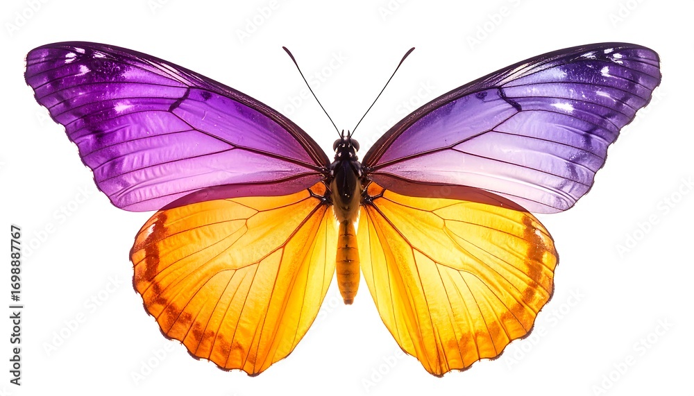 Fototapeta premium Vibrant butterfly, wings of purple and orange