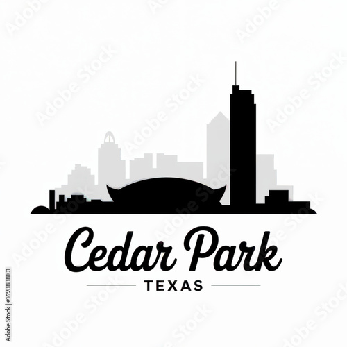 Cedar Park Skyline Silhouette — Texas Suburban and Park Landmarks Vector Illustration