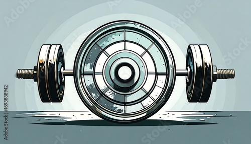 Heavy barbell, gym equipment