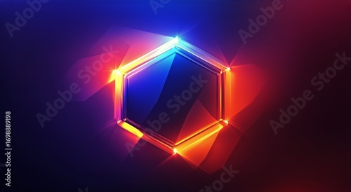 Glowing Hexahedron Object Displays Radiant Light From Illuminated Corners in the Dark