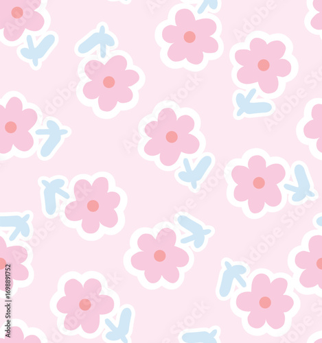 seamless pattern with flowers, seamless pattern. Set of spring style flower background illustration. pastel color groovy artwork bundle,nature on light pink backgrounds with spring plants, For textile