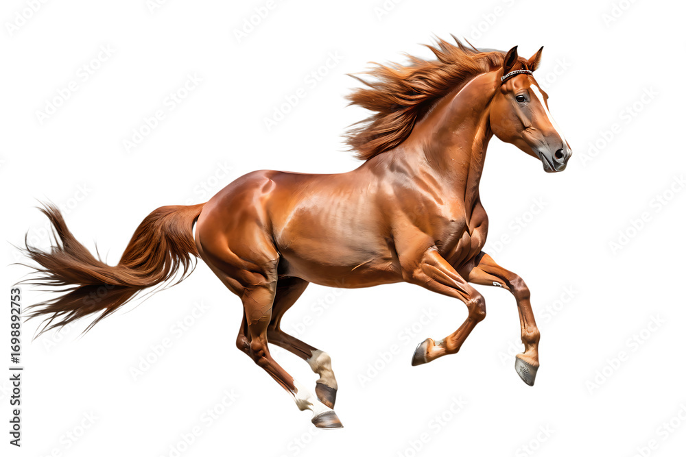 Majestic Chestnut Horse Galloping on Transparent Background Majestic Chestnut Horse Galloping on Transparent Background