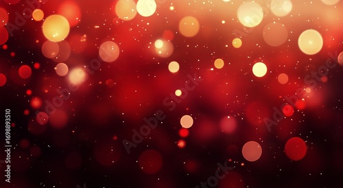 Red and Gold Bokeh Lights Glowing Beautifully in the Dark Background