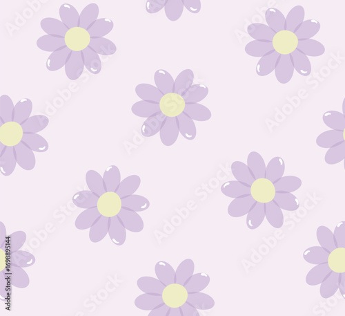 seamless floral pattern Daisy pattern and background on soft pink, and  daisy flower color light purple