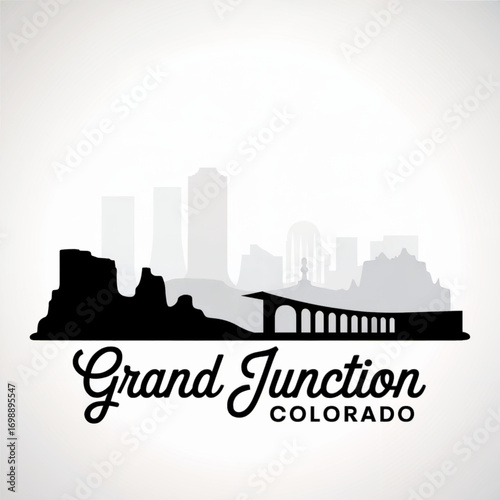 Grand Junction Skyline Silhouette — Colorado Western Slope City Vector Illustration