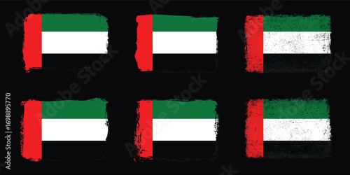 United Arab Emirates flag collection with artistic brush stroke textures
