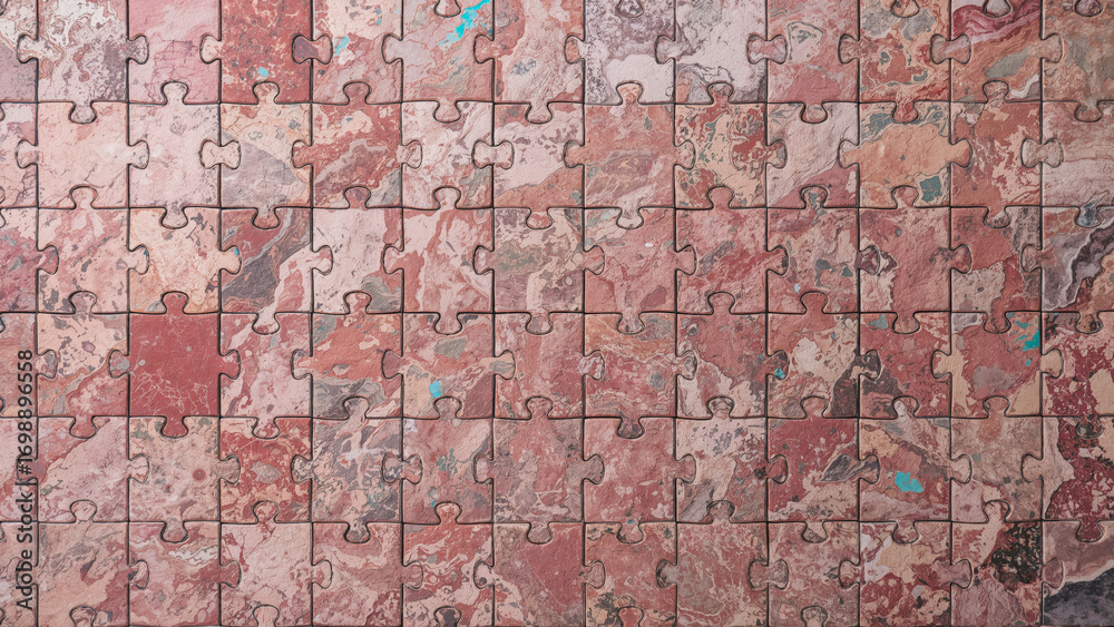 Fototapeta premium Intricate puzzle reveals intricate patterns and earthy colors in a calm indoor environment