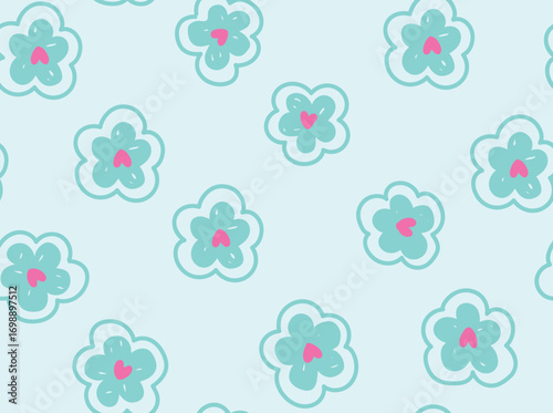 flower heart pattern, decorative floral pattern in gentle colors, charming seamless pattern featuring classic floral elements Perfect for holiday-themed designs, wrapping paper, textiles.