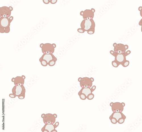 seamless pattern with teddy bears, cute girly teddy, seamless teddy bear pattern vector illustration