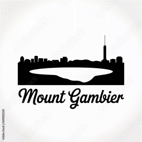 Mount Gambier Skyline Silhouette — A Limestone Coast City with Volcanic Lakes in South Australia Vector Illustration