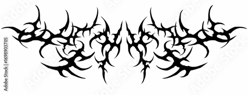 Neo tribal cyber gothic abstract symmetrical shapes blackwork styles vector design for tattoo, streetwear, dark aesthetics decoration