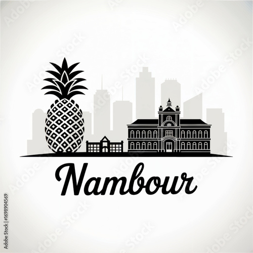 Nambour Australia Skyline Silhouette — A Sunshine Coast Hinterland City in Queensland Vector Illustration