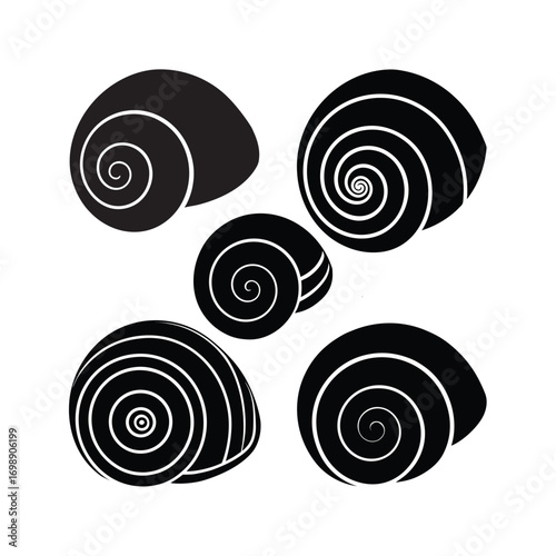 Black white silhouette snail shell