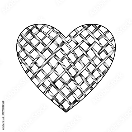 Abstract Heart Design is a striking black and white illustration of an abstract heart, crafted with complex interwoven lines that form a captivating and symbolic design, ideal for Valentine's Day