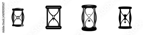 A minimalist black hourglass icon represents the transience of time, emphasizing deadlines and urgency in a simple yet effective design