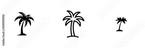 The silhouette of a palm tree is depicted in a simple yet elegant manner, reminiscent of tropical landscapes and summer getaways, making it ideal for minimalist designs and branding