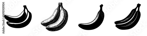 A simple, bold silhouette of a single banana, perfect for minimalist designs and healthy lifestyle branding, is represented by the Single Banana Icon