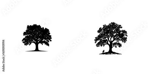 Barren Tree Silhouette presents a minimalist illustration of a tree devoid of leaves, with its branches stretching upwards against a plain backdrop