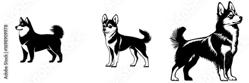 A dog's silhouette is captured in a simple yet striking manner, standing in profile to emphasize its elegant appearance and represent loyalty, companionship, and the love for pets