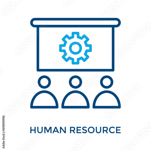 Human Resource Icon Outline Color Style. Vector Illustration For Graphic Design