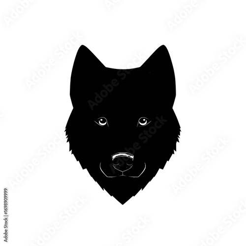 Wolf Head Silhouette: A stylized and bold wolf's head silhouette, ideal for logos, branding, or designs that require a strong and primal visual