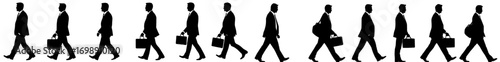 Business workers are illustrated carrying briefcases in a modern setting