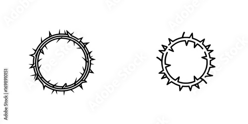 A minimalist black and white illustration of a crown of thorns serves as a powerful symbol of sacrifice and suffering, ideal for religious or spiritual themes