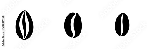 The Coffee Bean Icon is a simple yet elegant black and white icon that depicts a coffee bean, ideal for branding, logos, and digital design