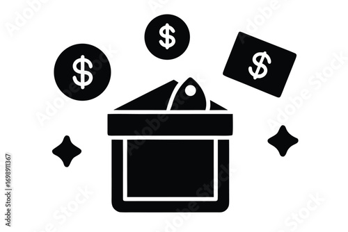 donation box icon contribution icon illustrations