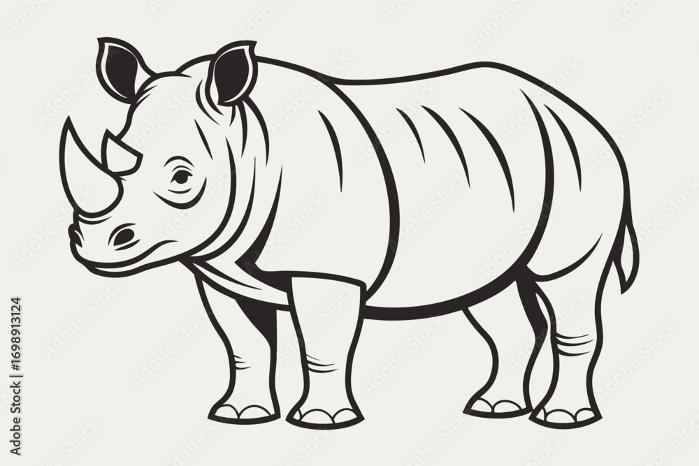 Fototapeta premium Black and white rhinoceros vector illustration animal wildlife