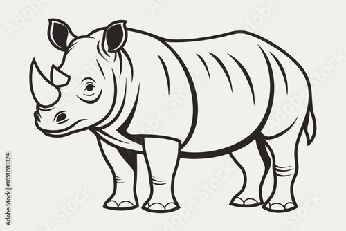 Black and white rhinoceros vector illustration animal wildlife