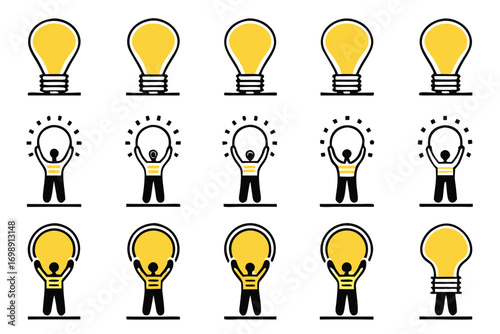 Bright ideas person holding lightbulb inspiration concept vector