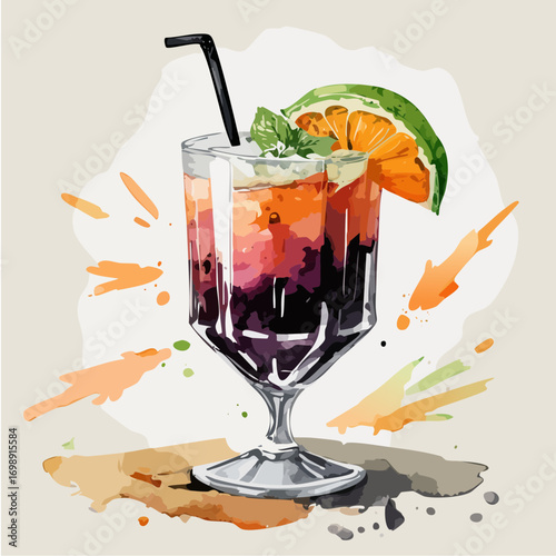 Dracula’s Bite Vector Cocktail Collection with Dark Layers and Spooky Halloween Garnishes