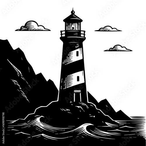 lighthouse silhouette vector illustration